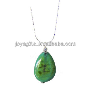 Collier pendentif en agate vert naturel avec chaîne en argent